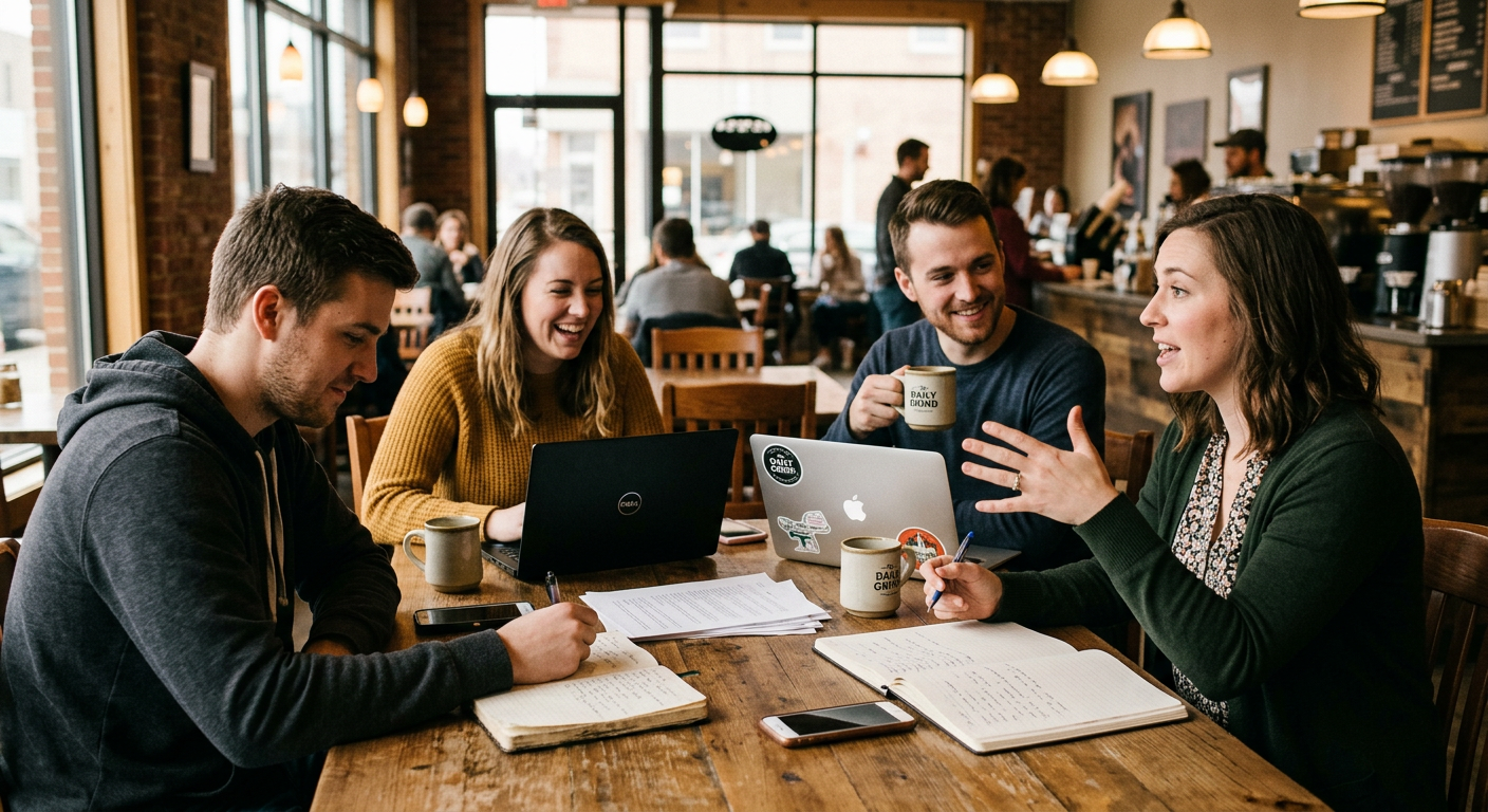 Church staff in a collaborative working meeting